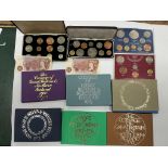 British proof coin year sets, Elizabeth II, brilliant UNC coin sets; Elizabeth specimen coin set,
