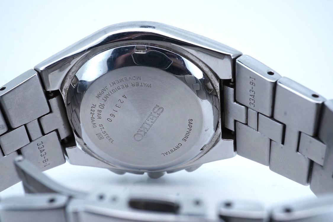 A gentleman's recent stainless steel Seiko Arctura Kinetic Chronograph wrist watch, with baton - Image 7 of 8