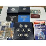 Guernsey, Jersey and British coins, Elizabeth II, including Guernsey proof coin sets for 1981, 1985,