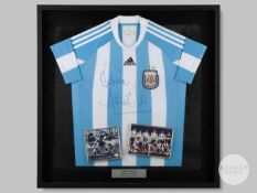 Ossie Ardiles autographed blue and white replica Argentina shirt