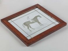 A pair of Victorian mirrors commemorating the dead-heat for the 1884 Derby at Epsom.