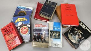 A collection of racing books.