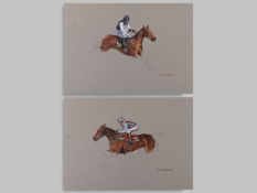 Pair of watercolours by Graham Holdsworth of Best Mate & J. Culloty anf Kicking King & B. Geraghty.