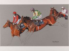 Original watercolour by Graham Holdsworth featuring Kauto Star on his way to victory in 2006.