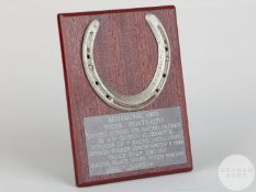 Shoe worn by the racehorse Enharmonic.