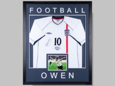 Michael Owen a signed England v. Germany replica shirt.&nbsp;
