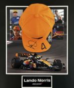Lando Norris McLaren Signed Framed Cap Presentation