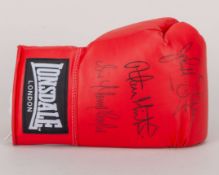 Boxing glove multi-signed by three British champions
