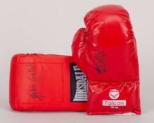 Boxing gloves signed by the British champions John Conteh and Michael Watson
