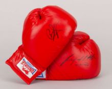 Boxing gloves signed by the British champions Carl Froch and Ricky Hatton,