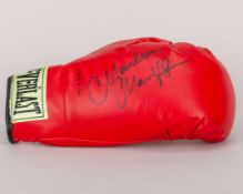 Marvin Hagler red autographed Everlast boxing glove