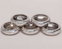 Five silver commemorative cricket ashtrays, 1953