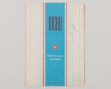 Joe Louis signed Pennsylvania Railroad dining car menu