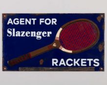 An original enamel Slazenger Lawn Tennis Rackets advertising sign