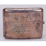 Silver cigarette case presented by the 1908 Grand National winning jockey Henry Bletsoe