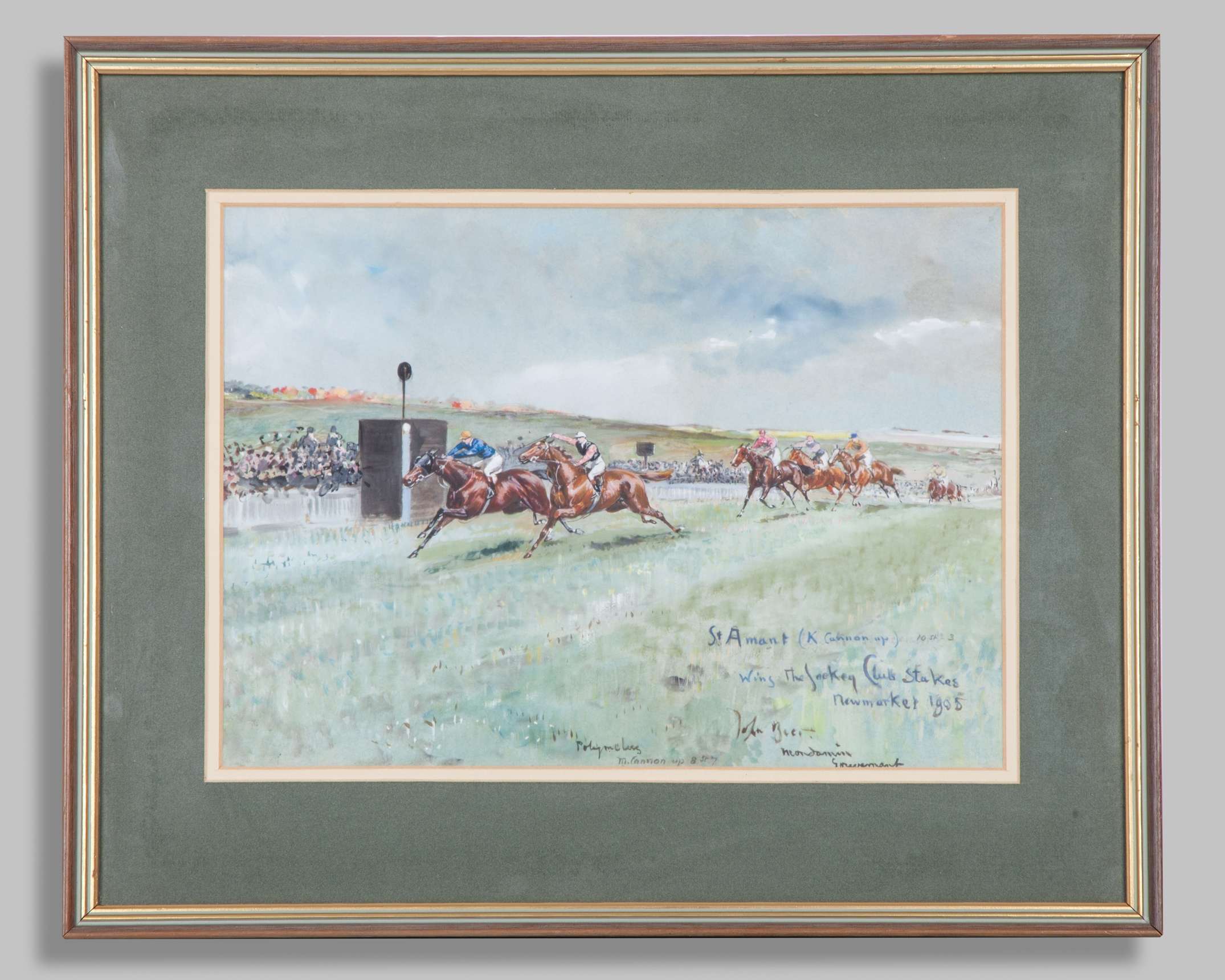 John Beer (British, 1860-1930) horse racing watercolour