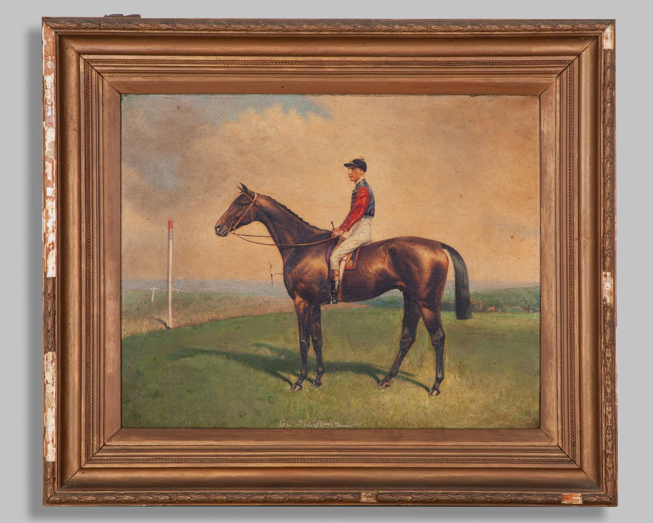 George Robert Leftwich (British, 1846-1929) oil painting of the royal racehorse Persimmon