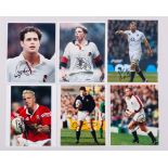 Fourteen autographed photographs of rugby union international players