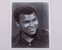 A black and white Muhammad Ali signed photograph&nbsp;