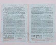 Muhammad Ali v. Ken Norton 31st March 1973, two signed original carbon copies contracts
