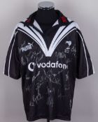 Black and white No.18 Rugby League World Cup Final autographed shirt, 2000