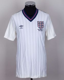 Kenny Sansom white and blue No.3 England 1986 World Cup short-sleeved shirt