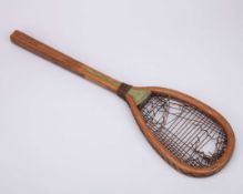 A rare late French Brouaye tilt-head Real tennis racquet, c.1870s