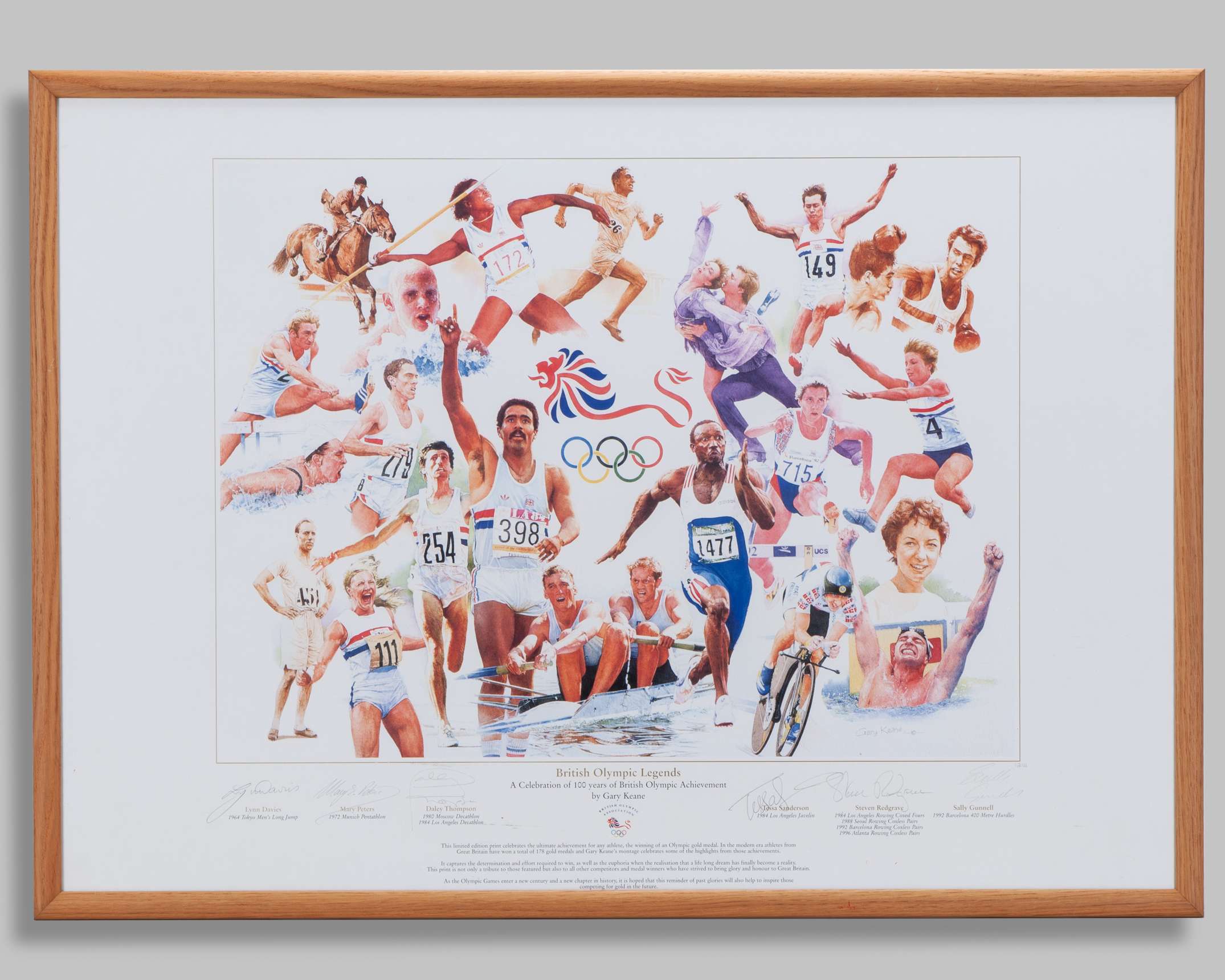 British Olympic Legends by Gary Keane autographed limited edition print