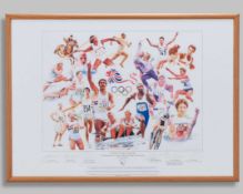British Olympic Legends by Gary Keane autographed limited edition print