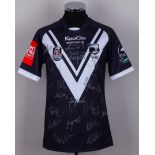 Black and white No.1 Rugby League autographed short-sleeved shirt
