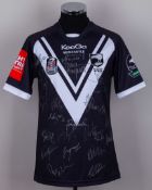 Black and white No.1 Rugby League autographed short-sleeved shirt