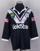 A black and white Western Suburbs rugby league autographed shirt&nbsp;