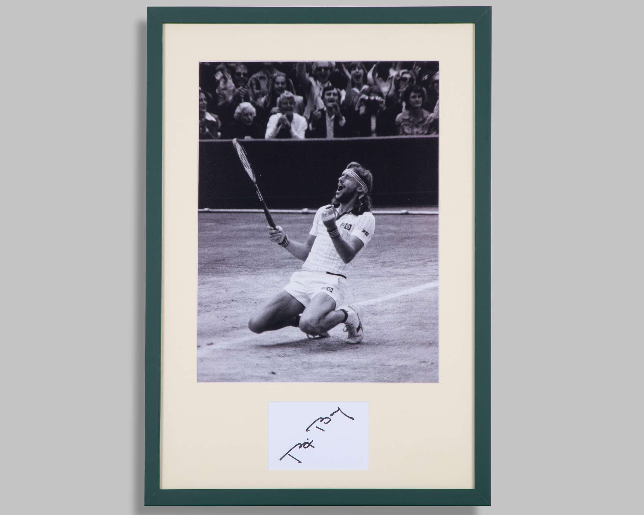 Bjorn Borg signed 1980 Wimbledon framed photograph presentation