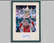 Bjorn Borg signed 1980 Wimbledon framed photograph presentation