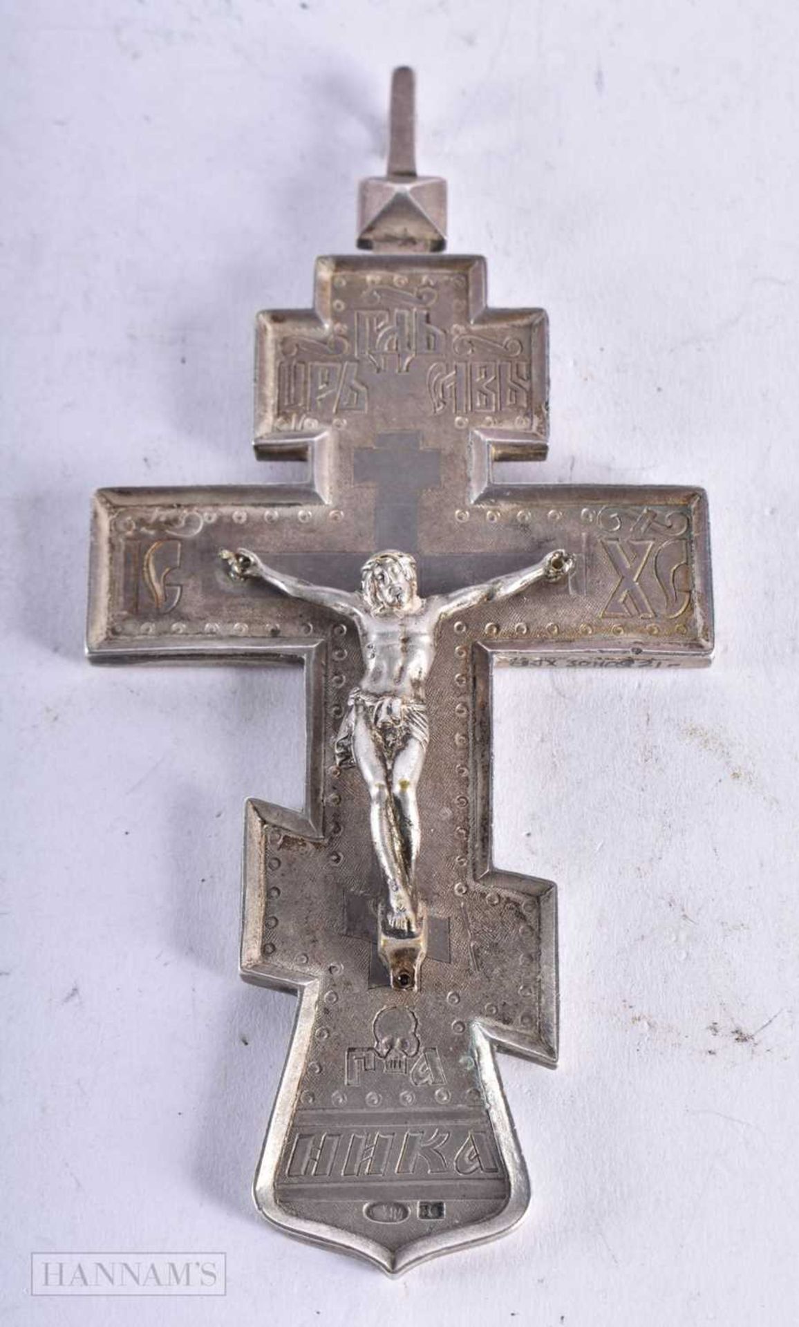 A Continental Silver Russian Orthodox Priest Crucifix. Stamped 84. 13.1cm x 6.3cm, weight 121.8g