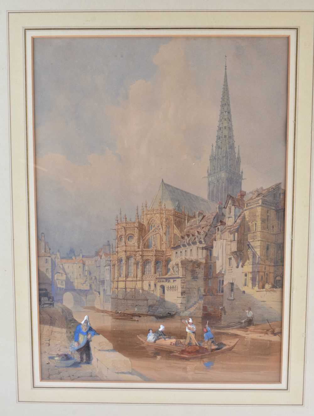 Continental School (19th Century) Pair, Watercolours, Street scenes. 62 cm x 52 cm. - Image 2 of 10