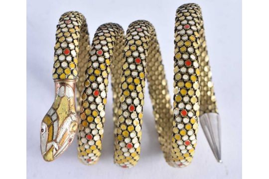 AN ART DECO ENAMEL SNAKE ARM BANGLE. 52 grams. 60 cm long. - Image 3 of 4