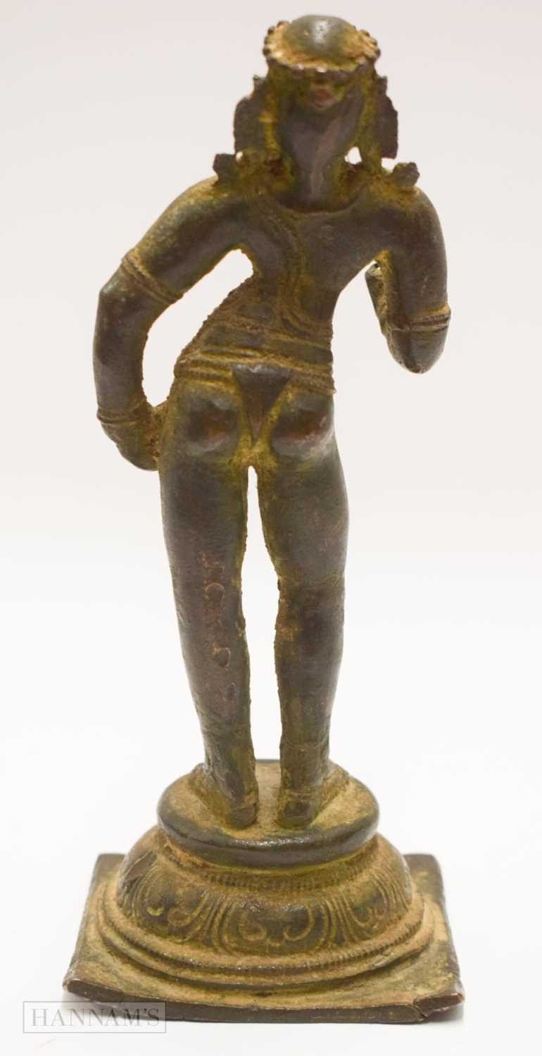 A BRONZE FIGURE OF A STANDING APSARA OR SOUTH INDIAN SAINT, PROPERTY FROM A PRIVATE FRENCH - Image 8 of 11