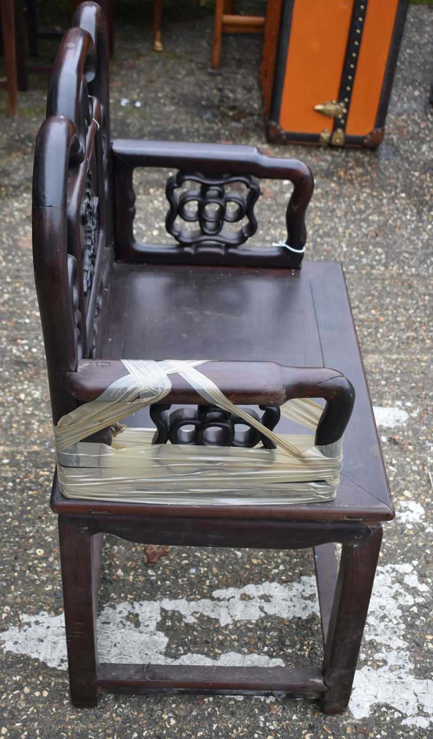 A 19TH CENTURY CHINESE CARVED HARDWOOD ARMCHAIR. 104 cm x 64 cm. - Image 4 of 5