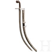 Silbermontierter Shamshir mit Rhinozeroshorngriff, osmanisch, um 1800