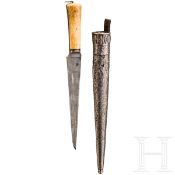 Kard mit Silberscheide und Walrosselfenbeingriffschalen, Persien, um 1800