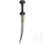 Goldtauschierter Kandschar mit geschnitztem Ebenholzgriff, osmanisch, 19. Jhdt.