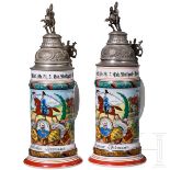 Zwei Reservistenkrüge des Dragoner-Regiments "König", Stuttgart- Cannstatt, 1908 - 1911