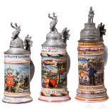 Drei Reservistenkrüge von Württemberger Infanterie-Regimentern