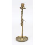 Saw candlestick, 19th century, brass. Height adjustable up to 33 cm, rubbed and slightly chipped