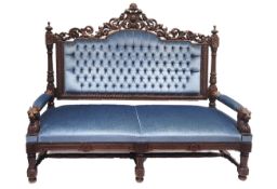Gründerzeit-Sofa um 1870, Eiche, üpp