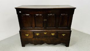 C18TH OAK MULE CHEST W 142CM D 53CM H 115CM.