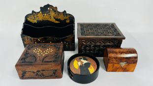 3 VINTAGE BOXES INCLUDING CARVED,