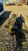 3 X RECLAIMED RAILWAY SLEEPERS AND TWO OFFCUTS A/F PLUS A PART ROLL OF MINERAL FELT
