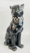 A LARGE CERAMIC STUDY OF A BLACK PANTHER. H 58CM.